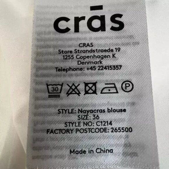 CRAS Denmark Nayacras Women Blouse Ebroidered Collar Shirt Top White size 36 - Picture 6 of 12